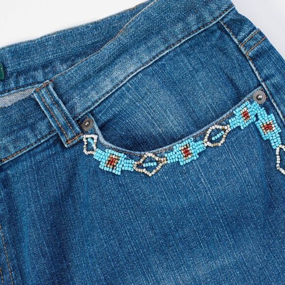 Ladies Vintage Beaded Jeans by Lauren.  Aztec Design, High Rise, Size 6 - Picture 7 of 12